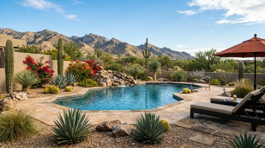 Arizona pool drough resistant landscape
