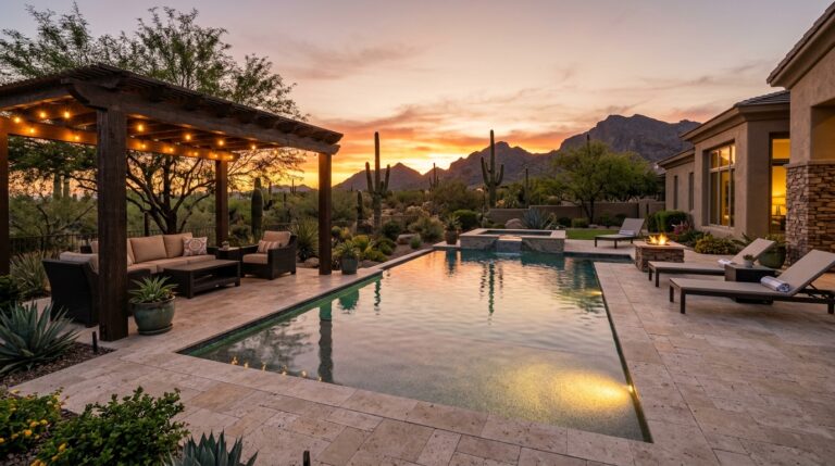 Luxury arizona backyard with swimming pool